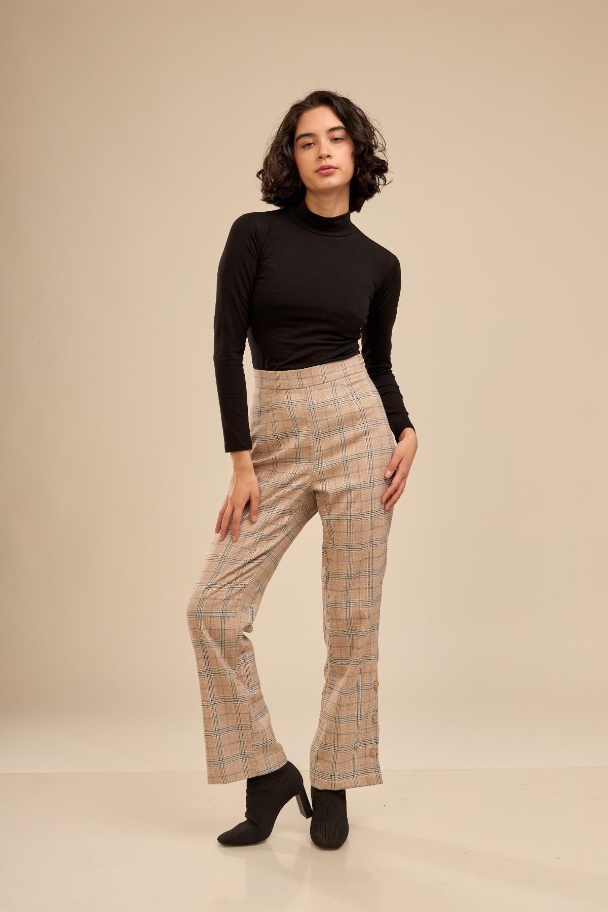 Pantalon Lennon Cuadros_Beige