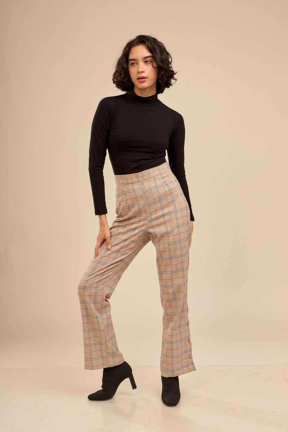 Pantalon Lennon Cuadros_Beige
