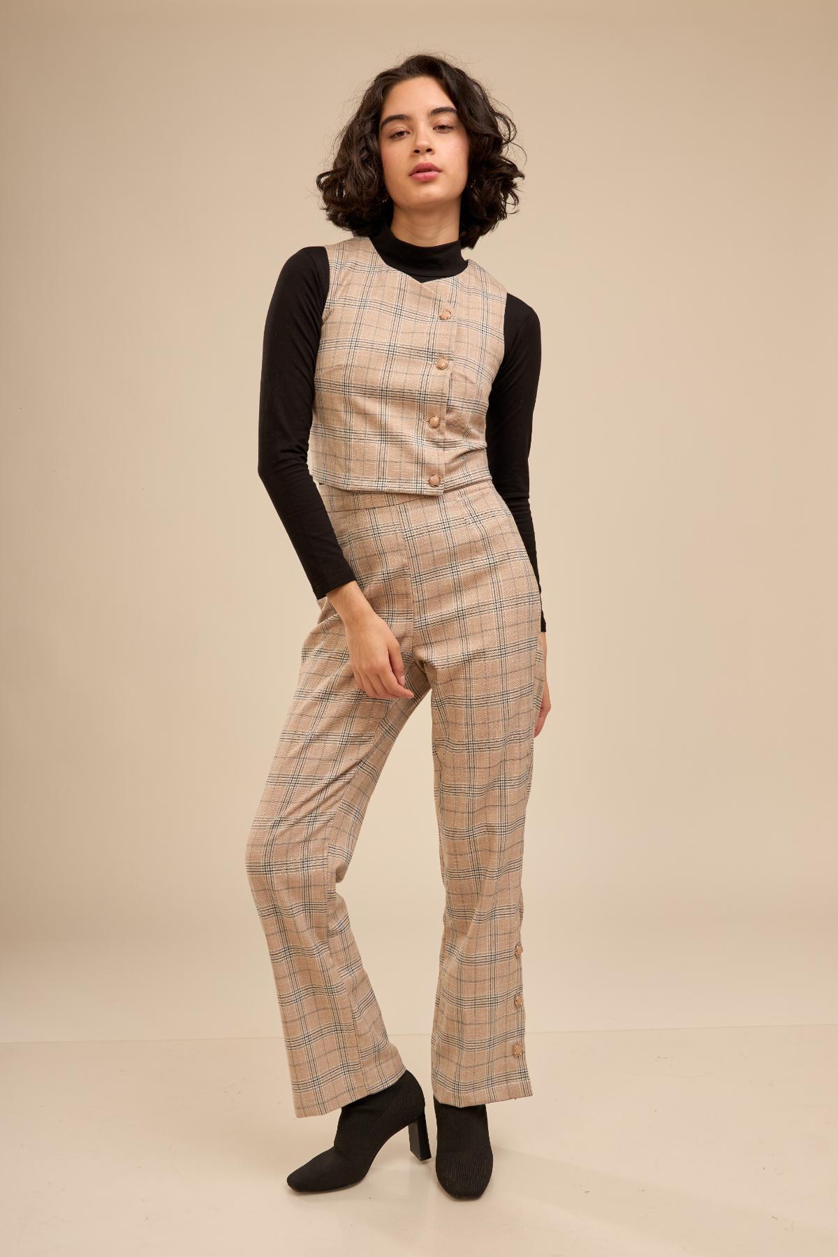 Pantalon Lennon Cuadros_Beige