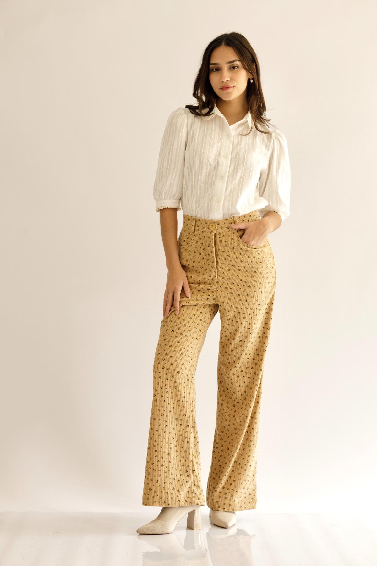 Pantalon Jazmin Flores_Mostaza