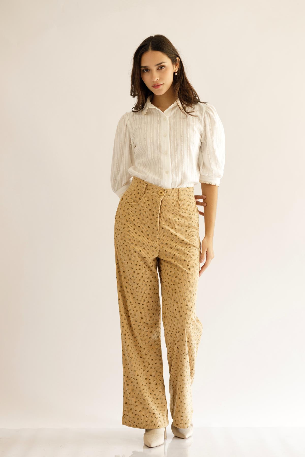 Pantalon Jazmin Flores_Mostaza