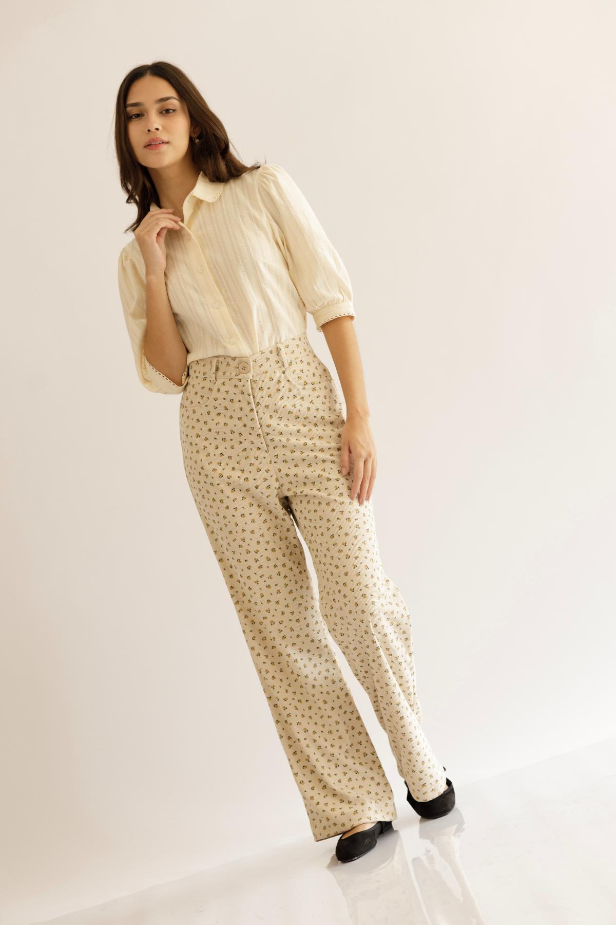 Pantalon Jazmin Flores_Crema