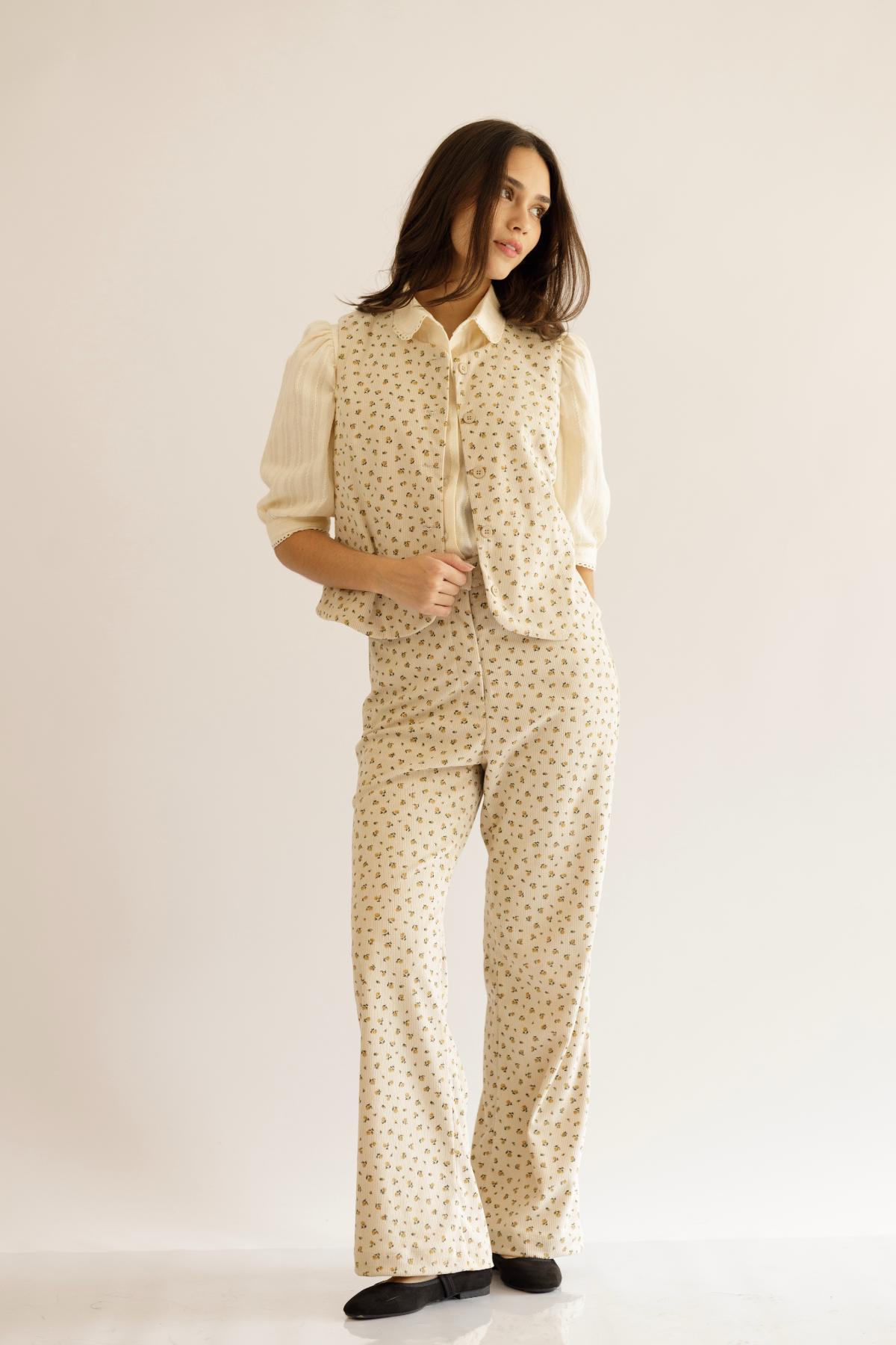 Pantalon Jazmin Flores_Crema
