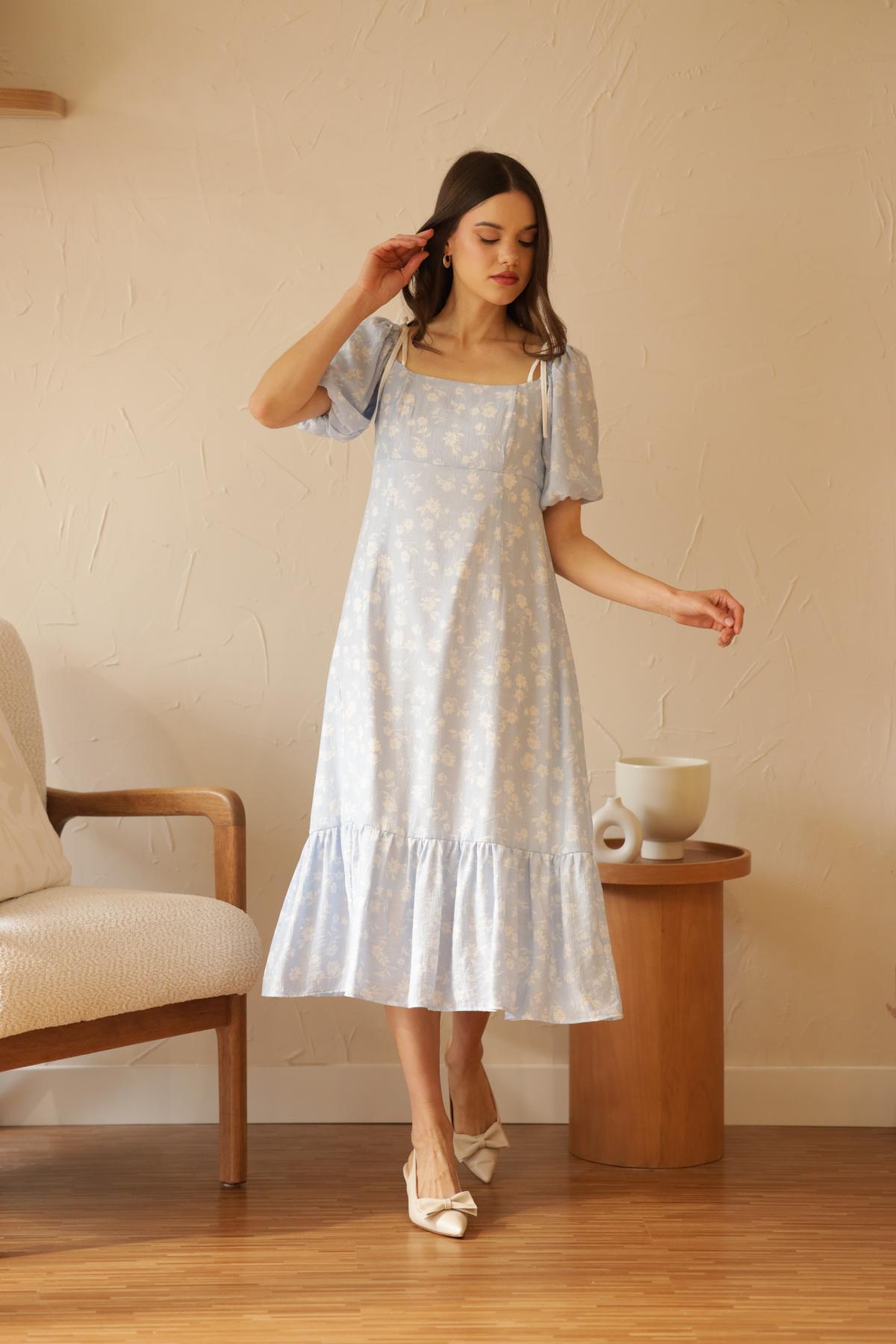 Vestido Azucena Flores_Azul