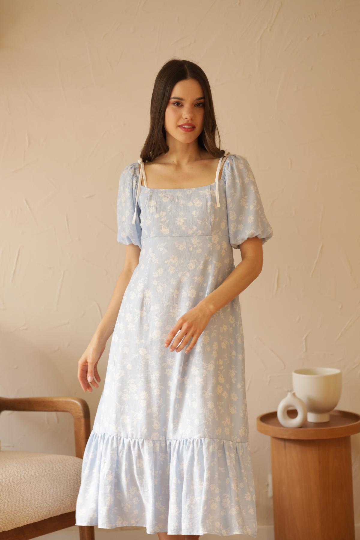 Vestido Azucena Flores_Azul
