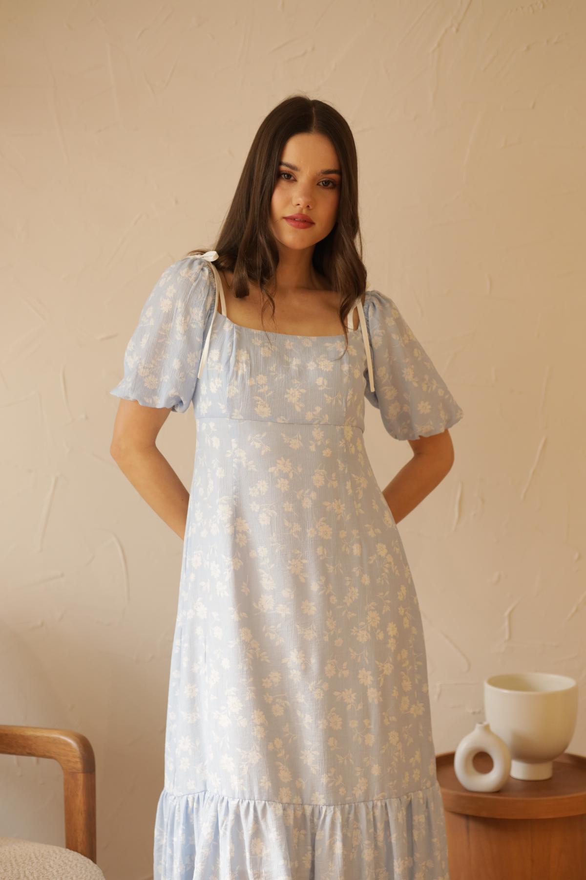 Vestido Azucena Flores_Azul
