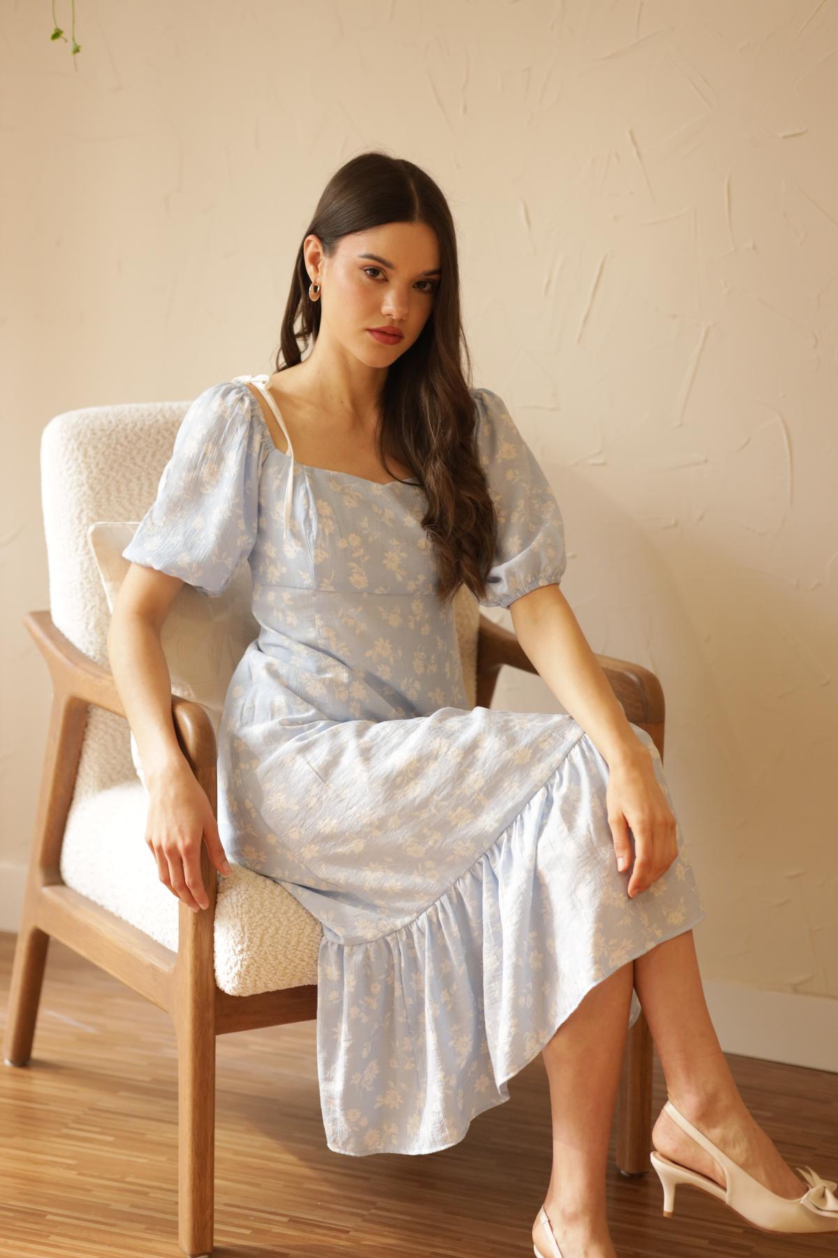 Vestido Azucena Flores_Azul