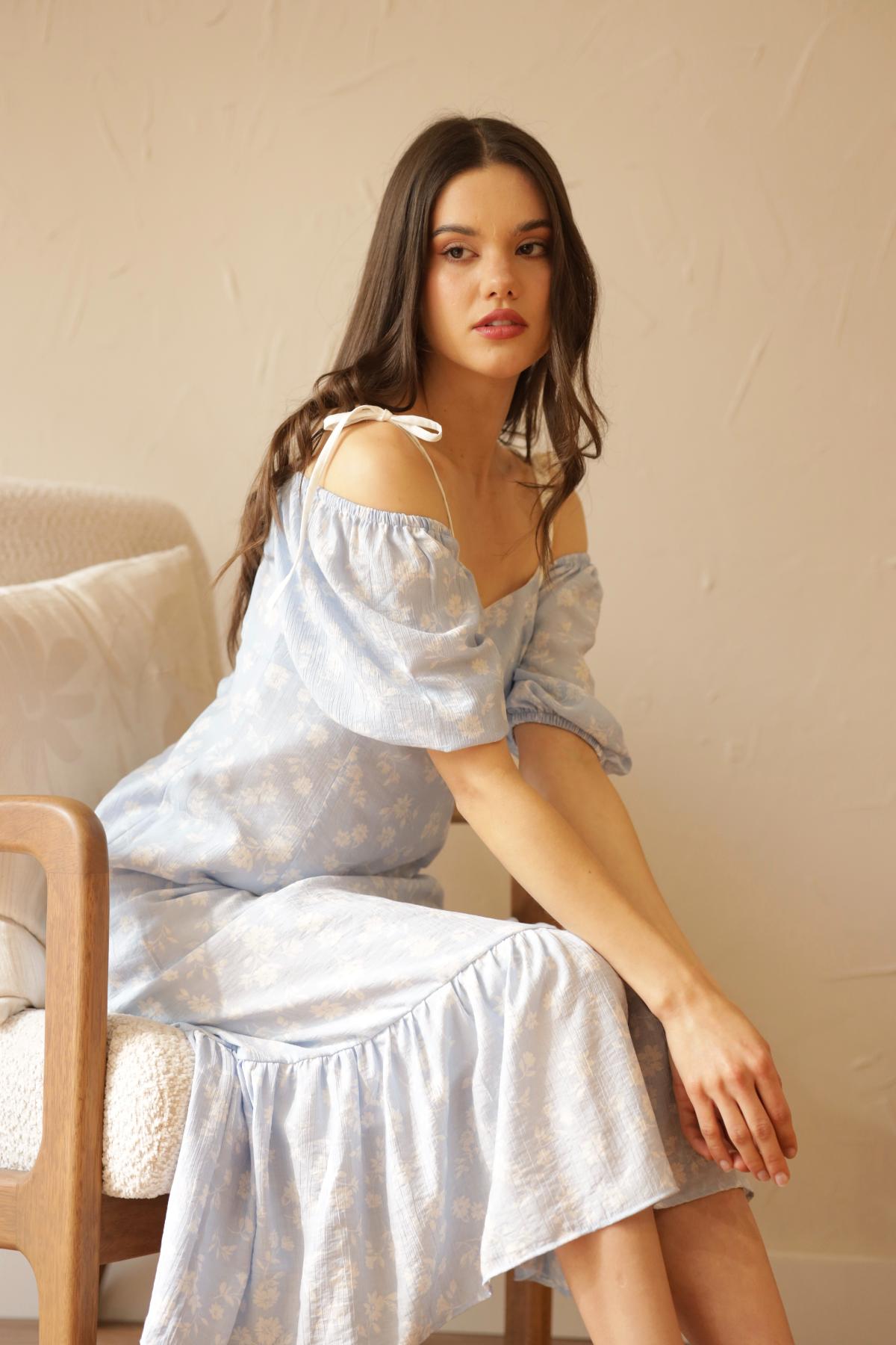 Vestido Azucena Flores_Azul