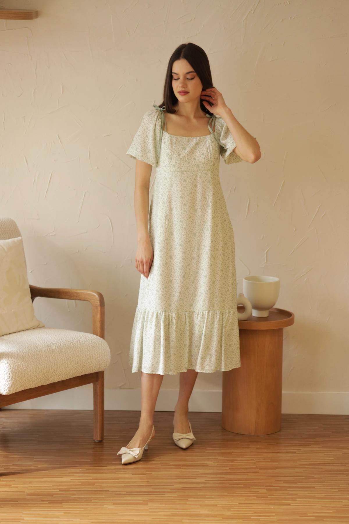 Vestido Azucena Flores_Verde