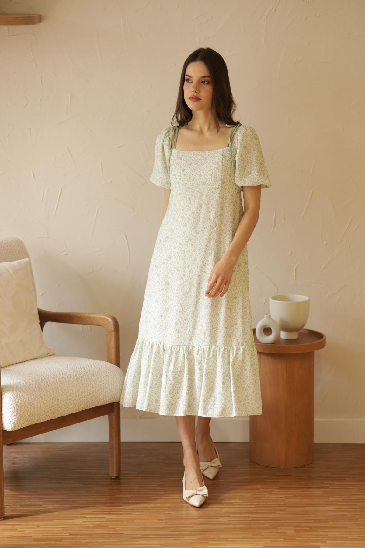 Vestido Azucena Flores_Verde