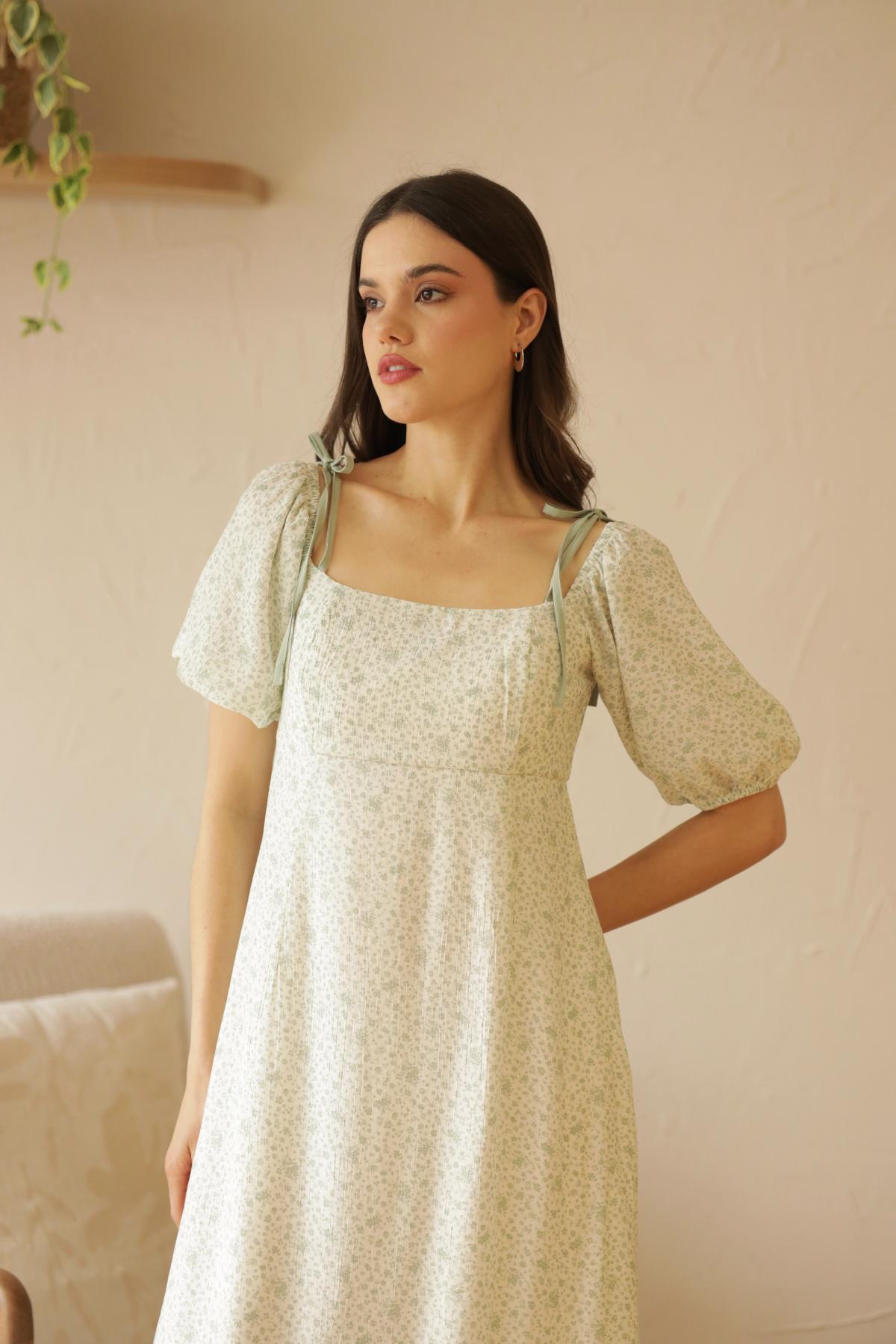 Vestido Azucena Flores_Verde