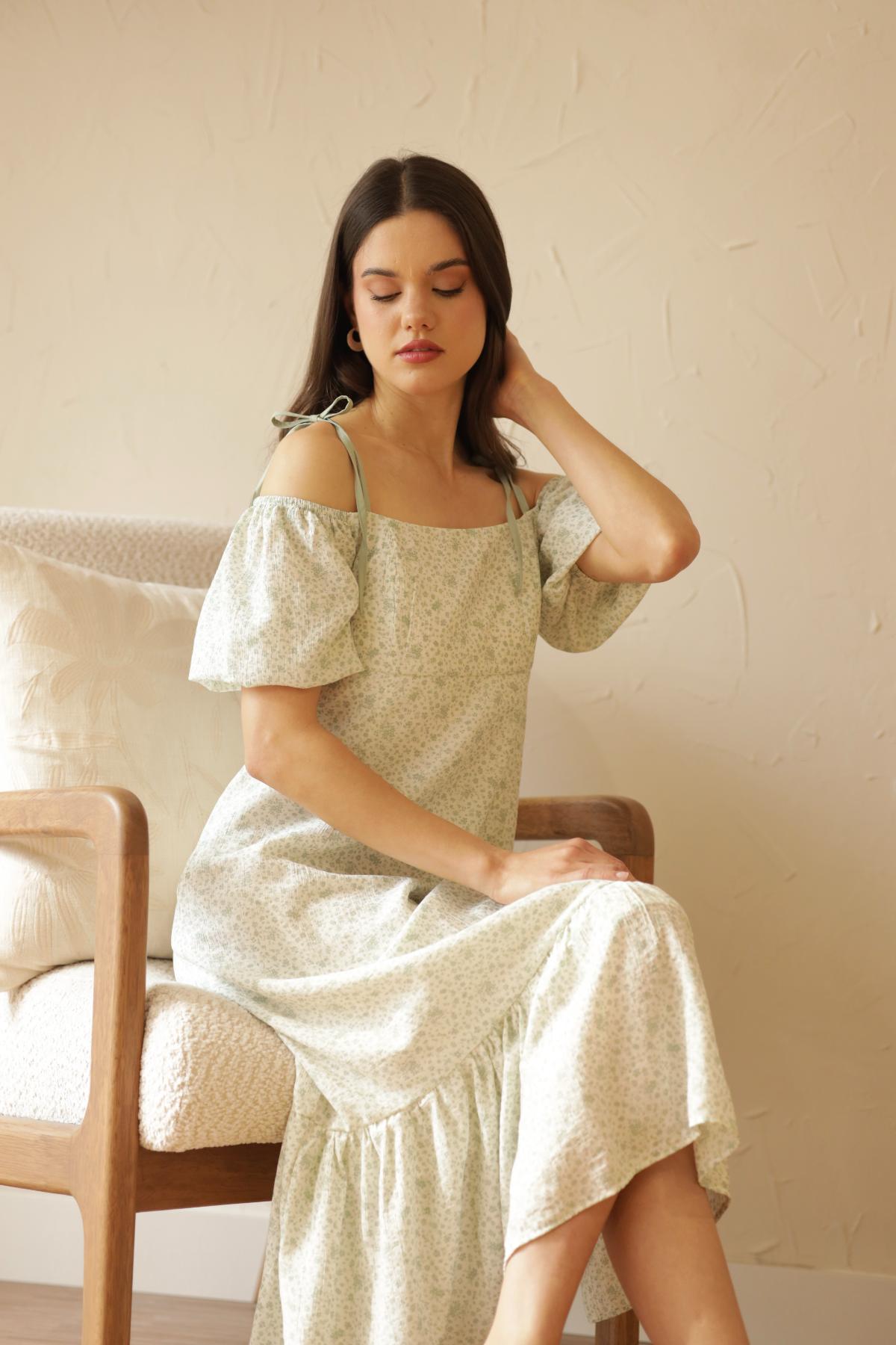Vestido Azucena Flores_Verde