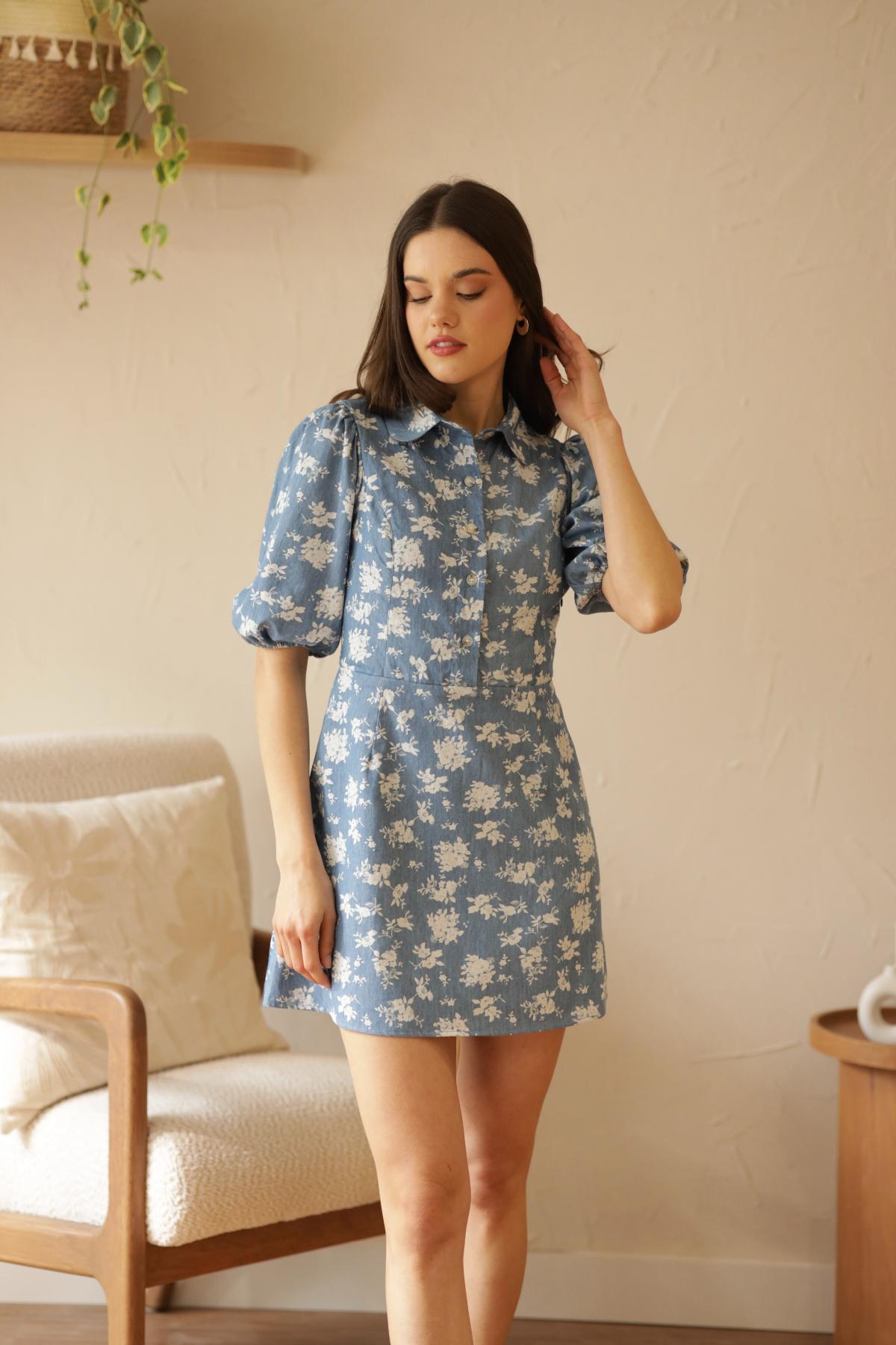 Vestido Celine Flores_Celeste
