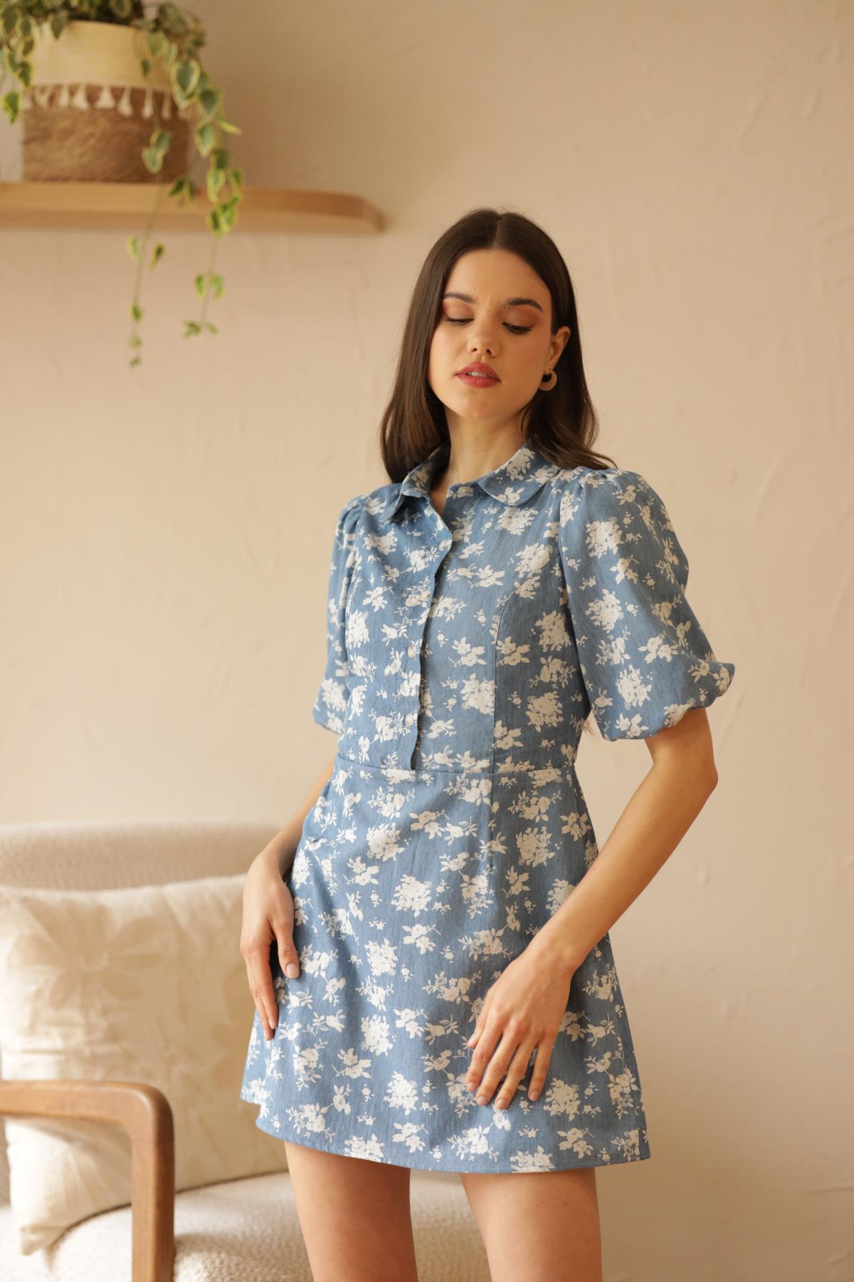Vestido Celine Flores_Celeste