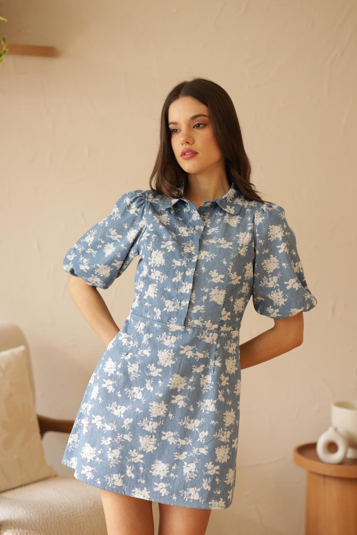Vestido Celine Flores_Celeste