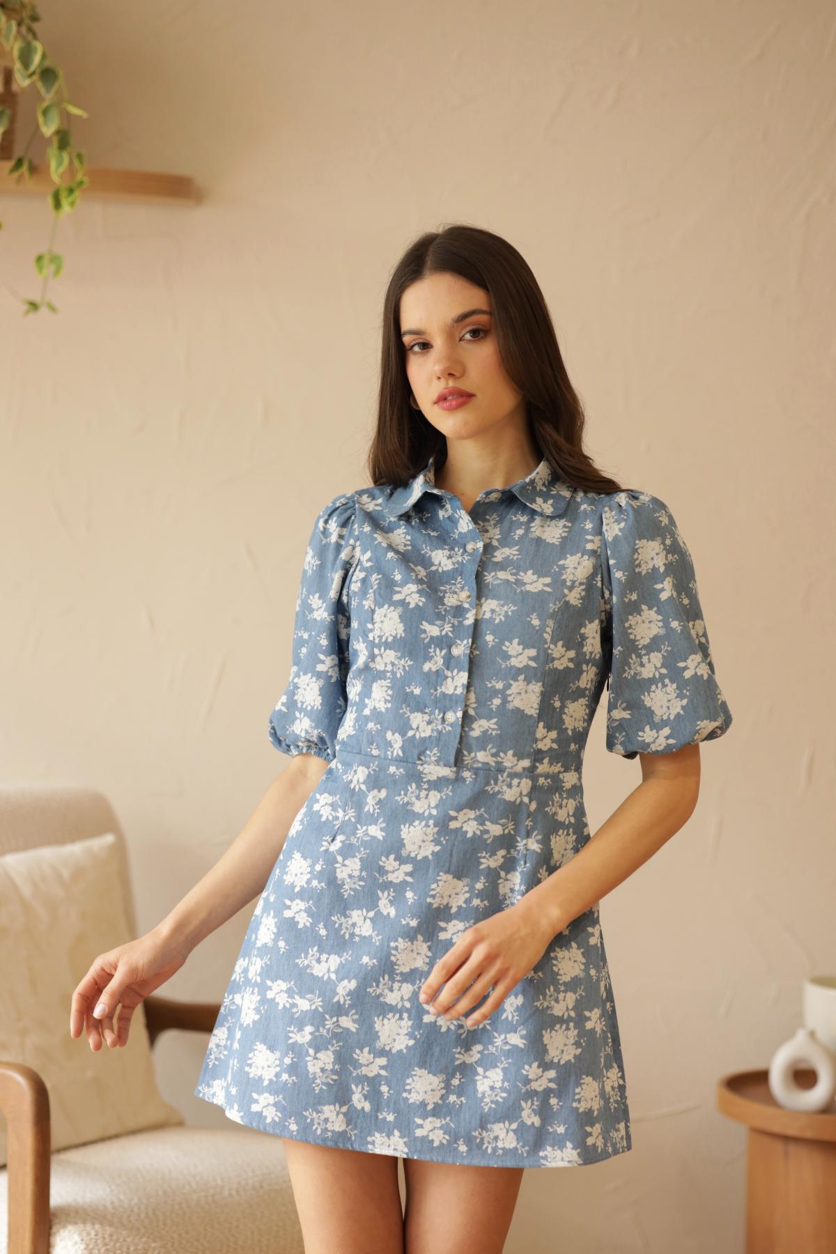 Vestido Celine Flores_Celeste
