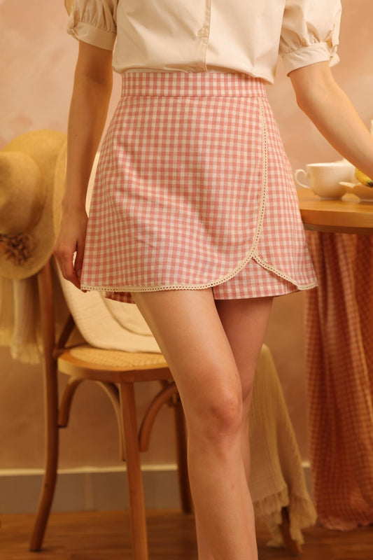 Falda_short Sandy Vichy_Rosa