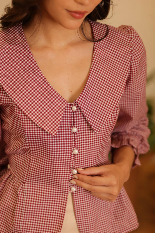 Blusa Emma Vichy_Burgundy