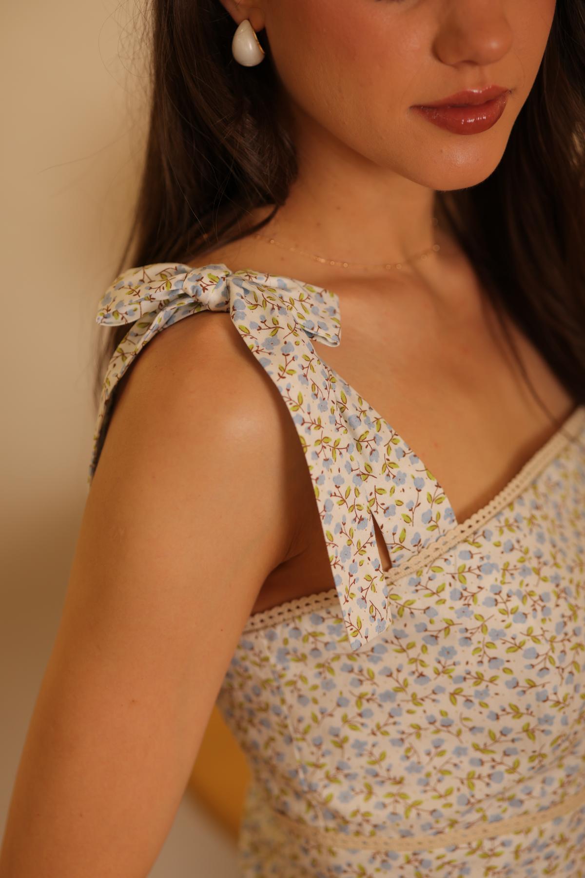 Vestido Gemma Celeste Floral