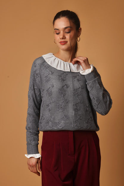 Sweater Flor Gris