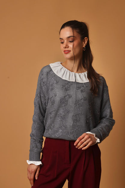 Sweater Flor Gris