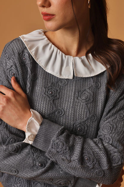 Sweater Flor Gris