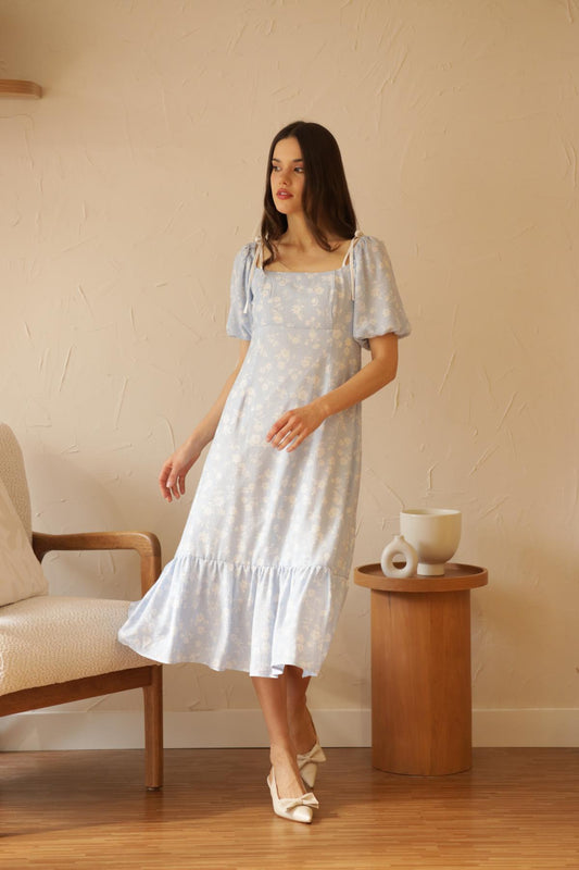 Vestido Azucena Flores_Azul