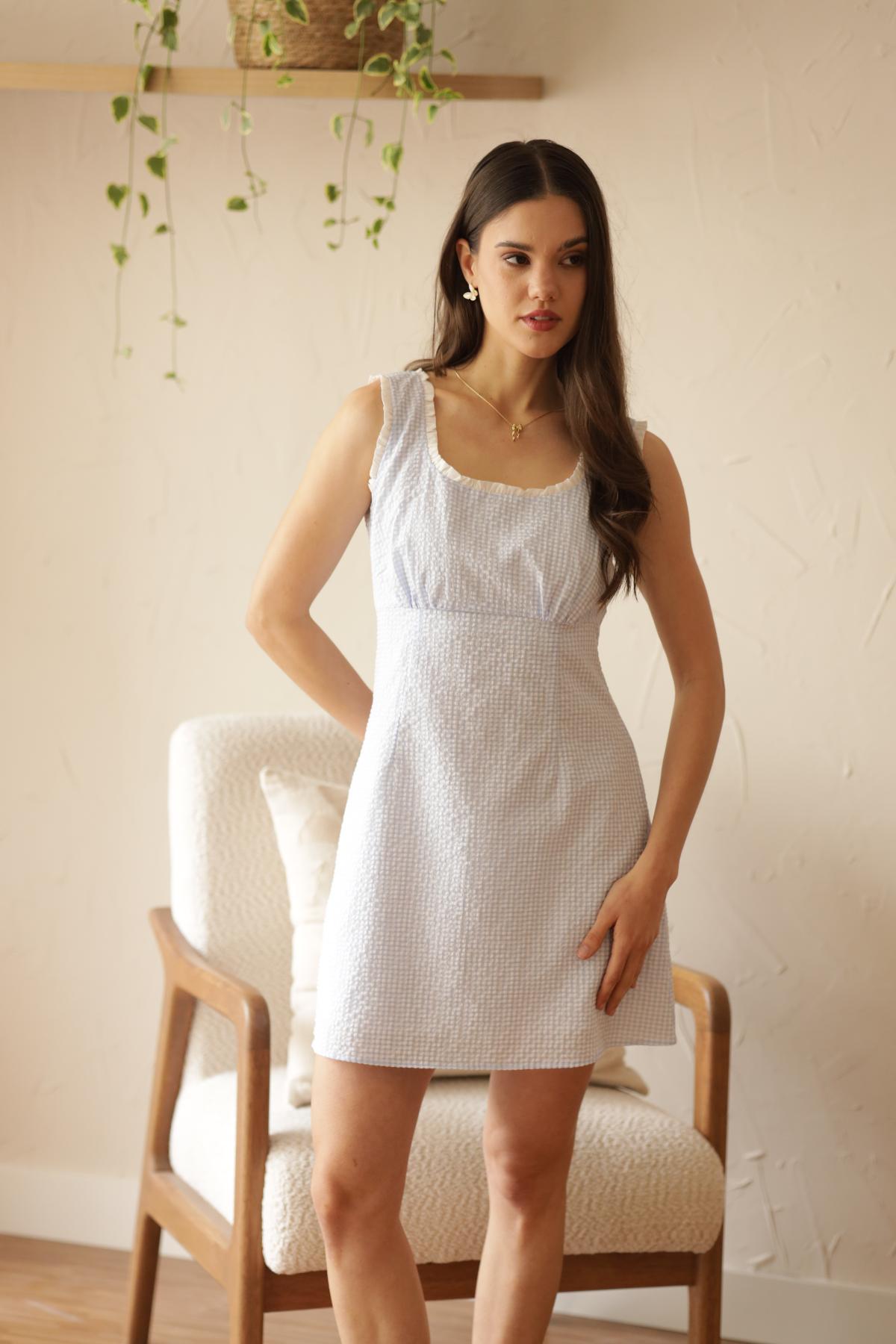 Vestido Cielo Vichy_Celeste