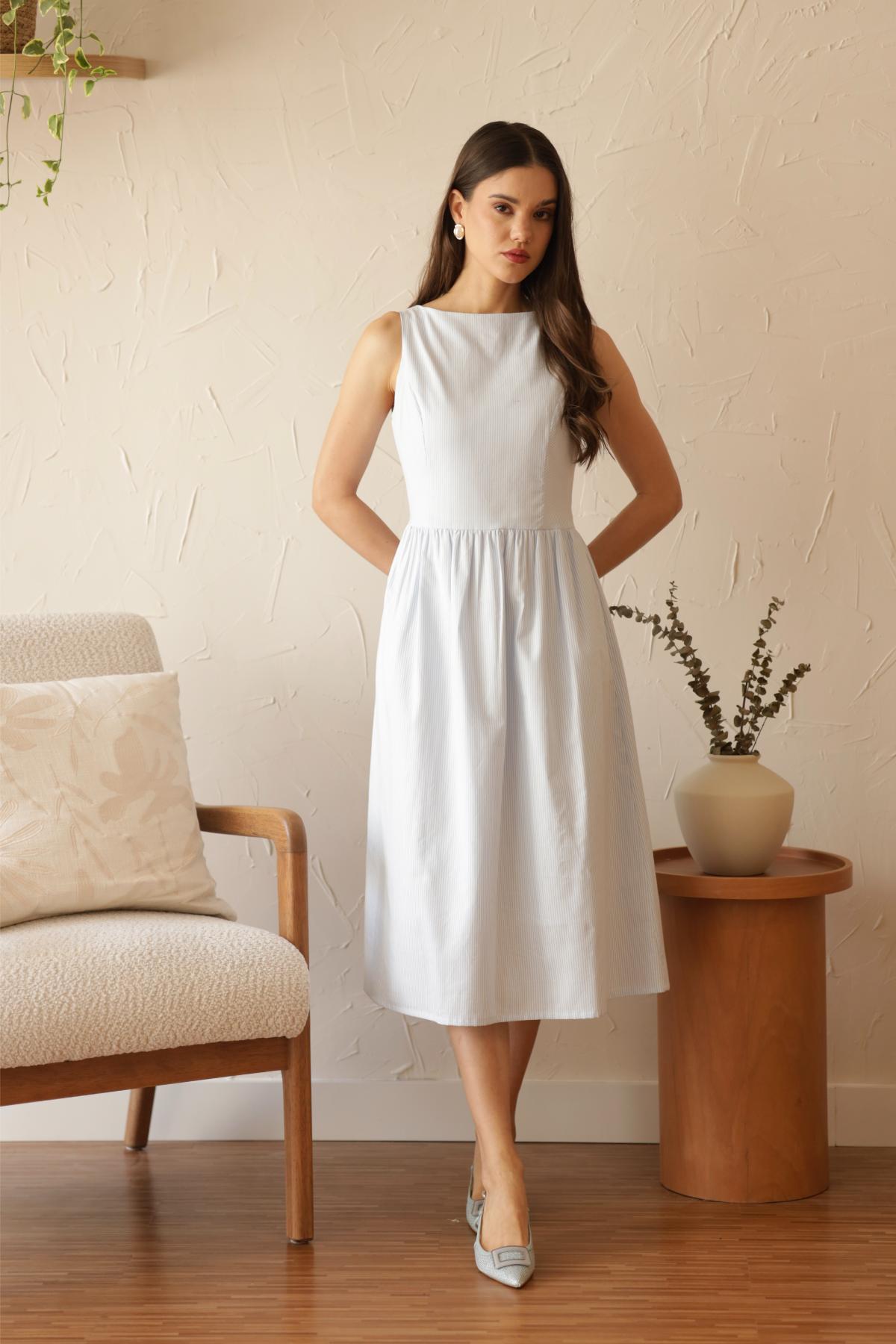 Vestido Sunrise Rayas_Celeste