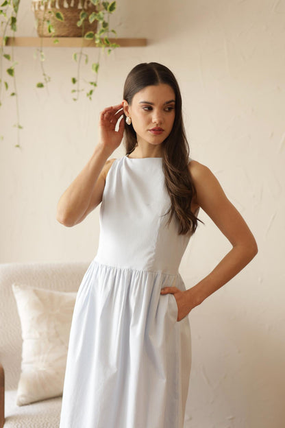 Vestido Sunrise Rayas_Celeste