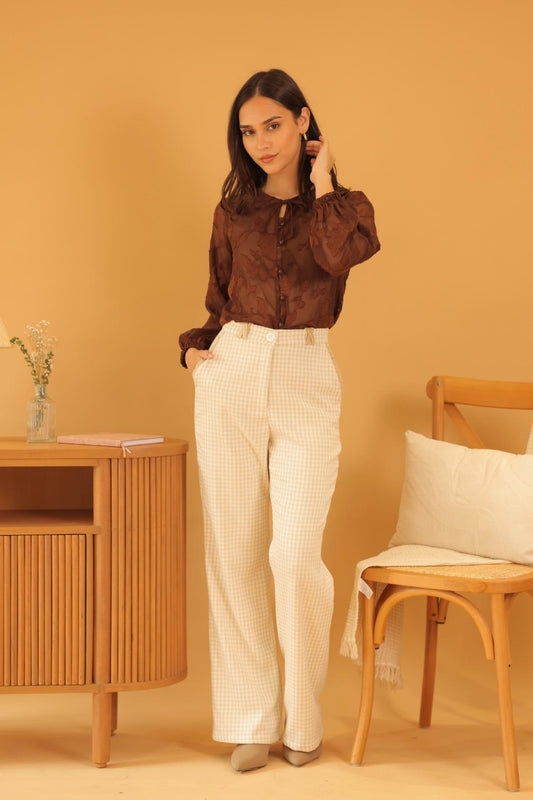 Pantalon Hazel Cuadros_Crema