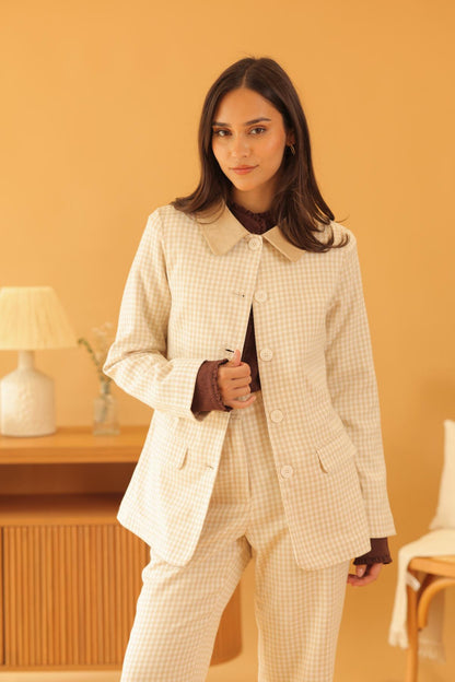 Blazer Calma Cuadros_Crema