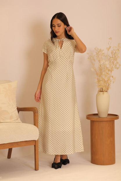 Vestido Nostalgia Print_Crema
