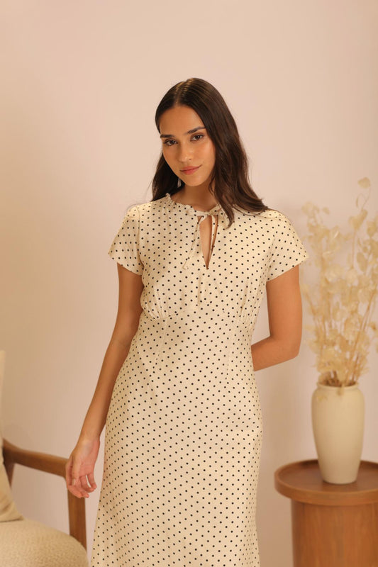 Vestido Nostalgia Print_Crema