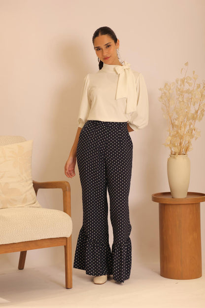 Pantalón Vuelo Print_Azul