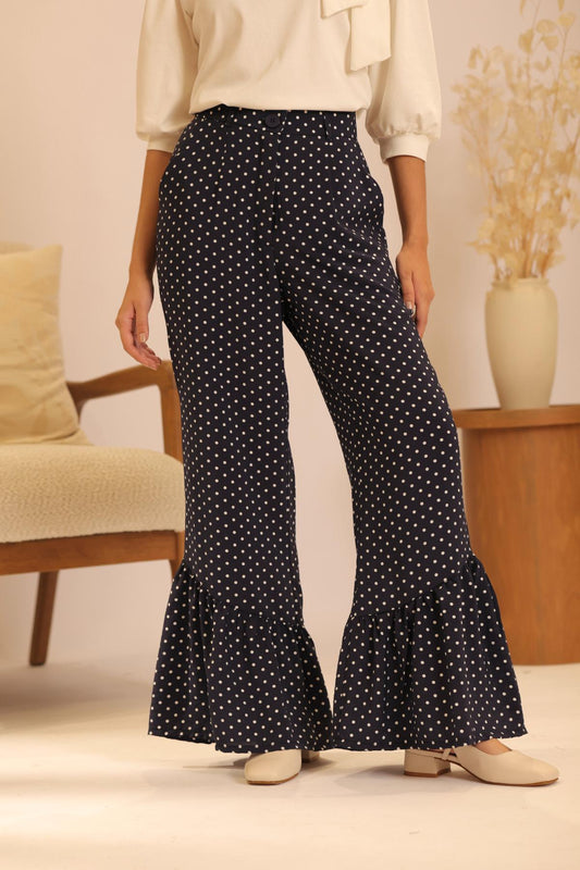 Pantalón Vuelo Print_Azul