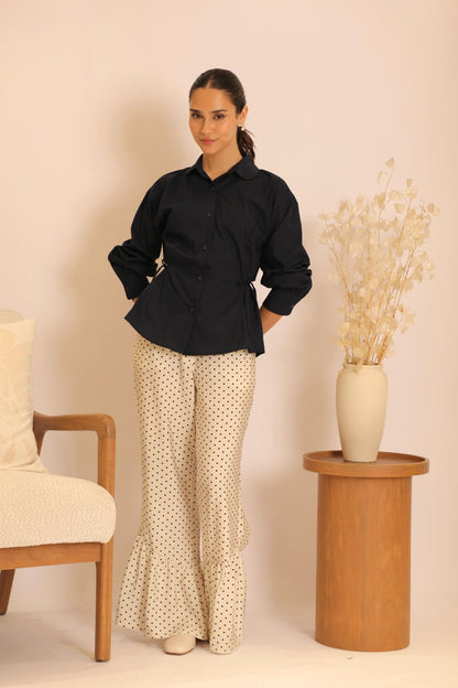 Pantalón Vuelo Print_Crema