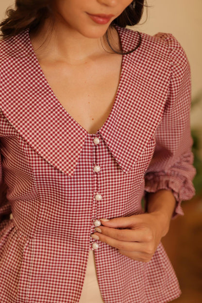 Blusa Emma Vichy_Burgundy