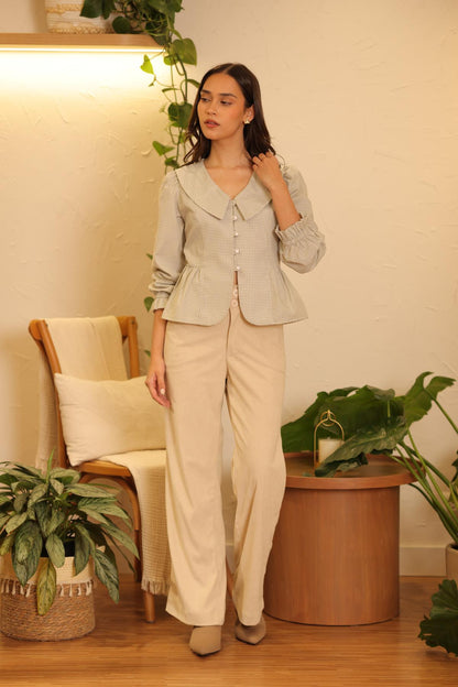 Blusa Emma Vichy_Olivo