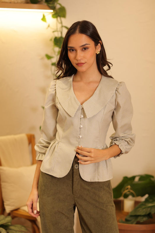 Blusa Emma Vichy_Olivo