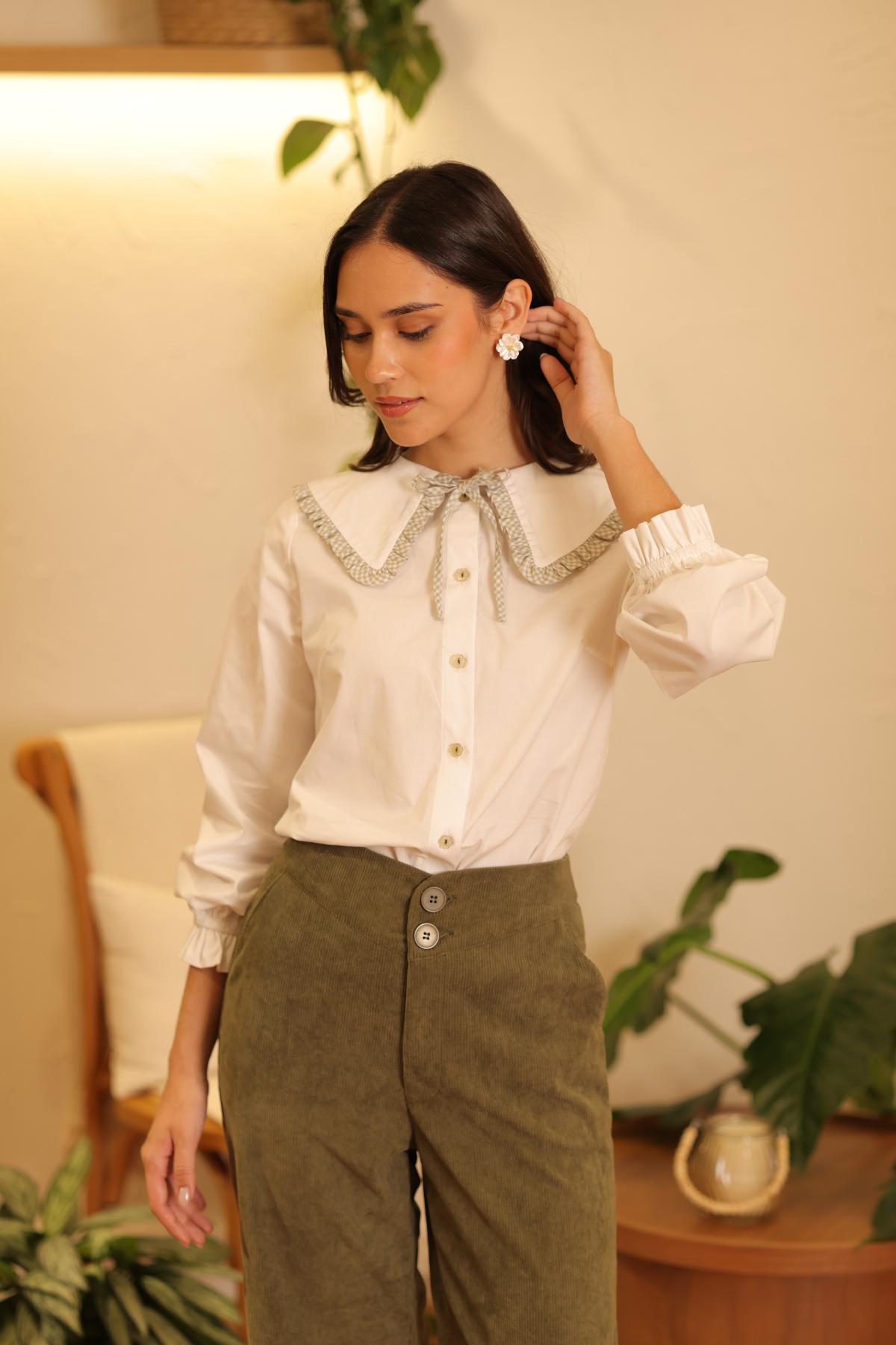 Blusa Dalia Vichy_Olivo - PRE VENTA