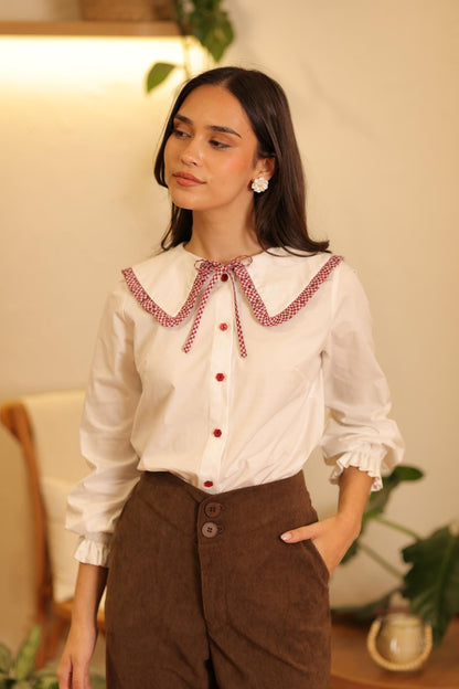 Blusa Dalia Vichy_Burgundy - PRE VENTA