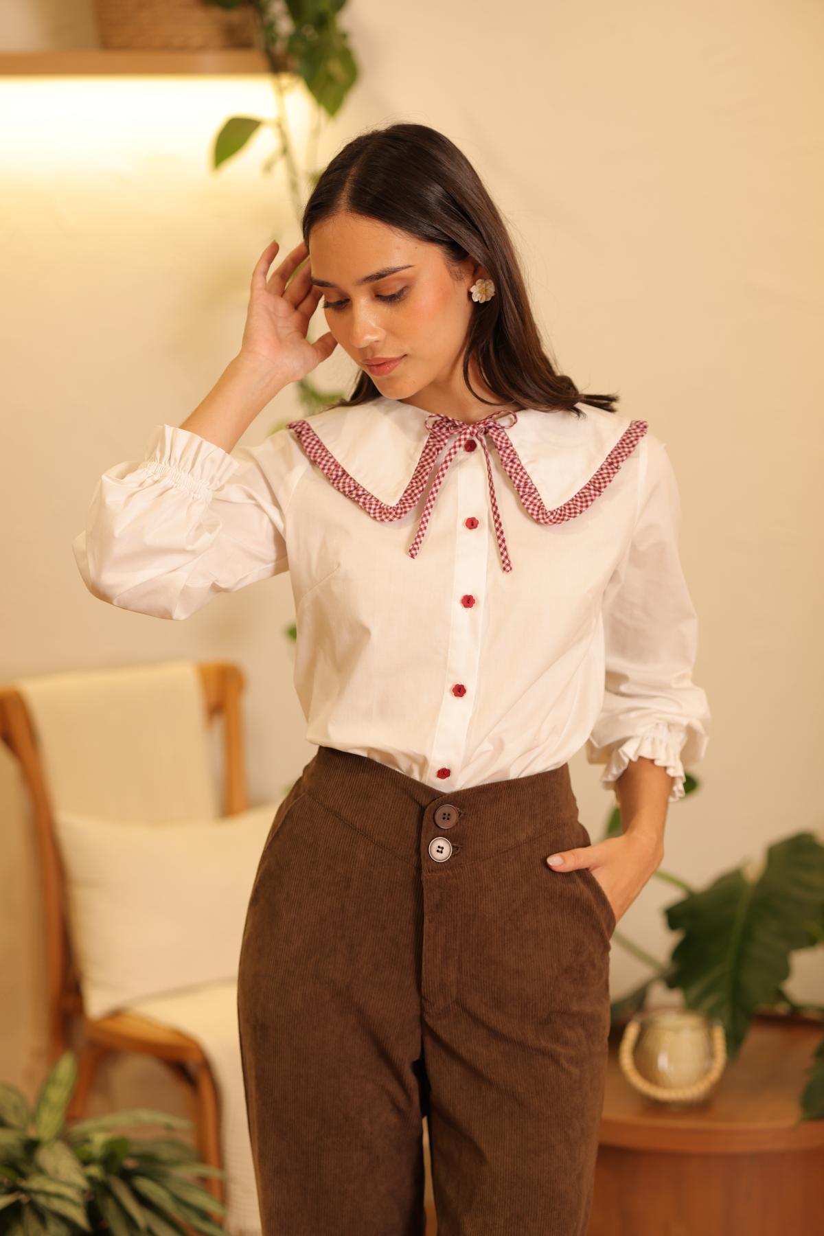 Blusa Dalia Vichy_Burgundy - PRE VENTA
