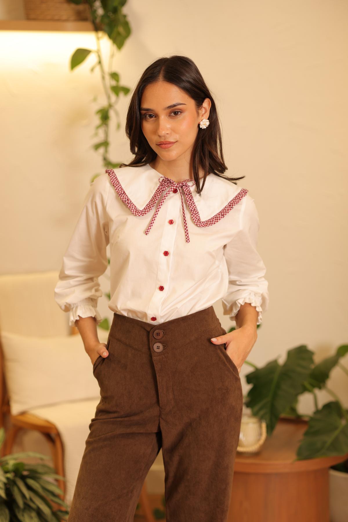 Blusa Dalia Vichy_Burgundy - PRE VENTA