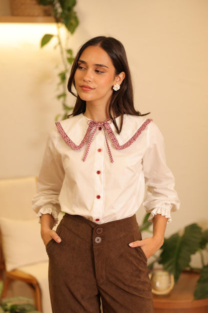 Blusa Dalia Vichy_Burgundy - PRE VENTA