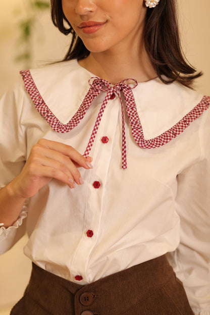 Blusa Dalia Vichy_Burgundy - PRE VENTA