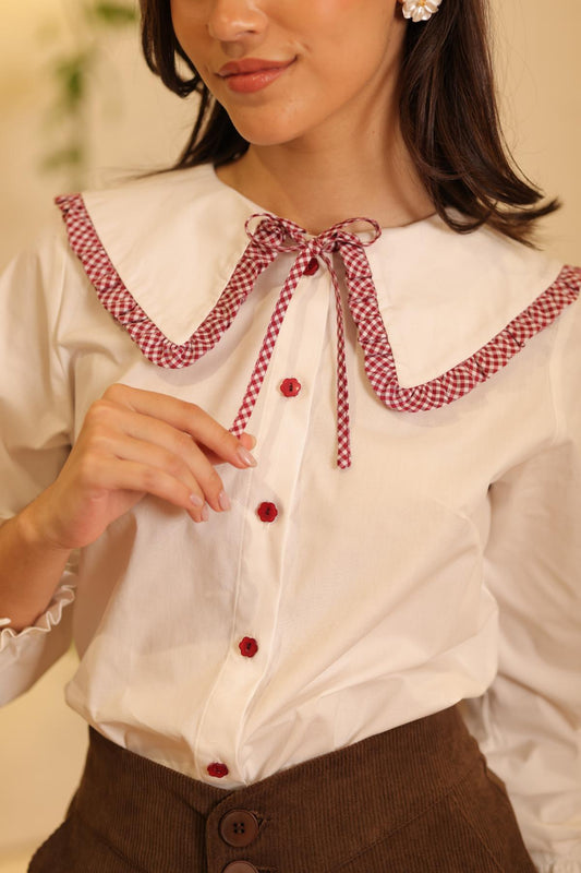Blusa Dalia Vichy_Burgundy - PRE VENTA