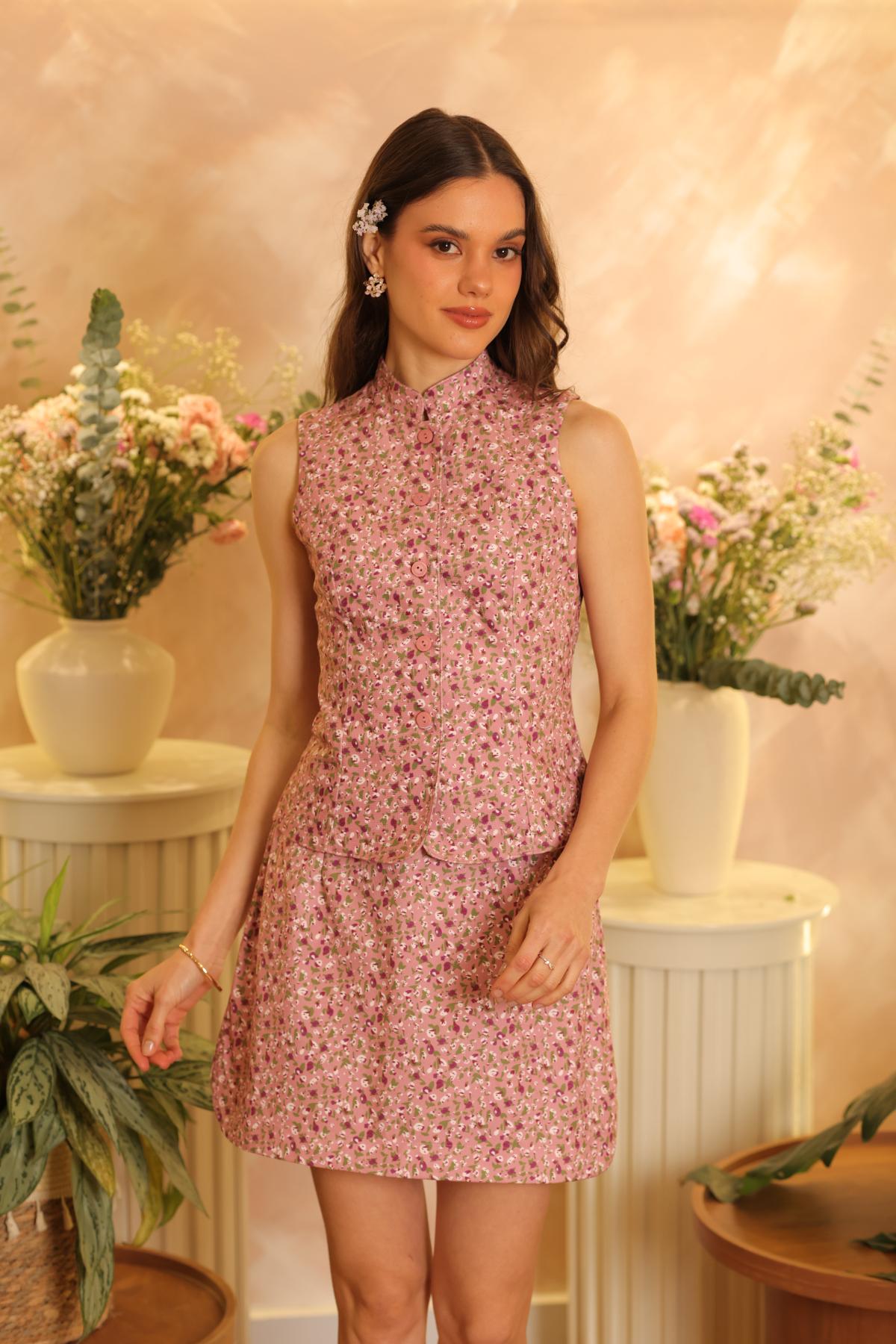 Falda Maia Rosa floral