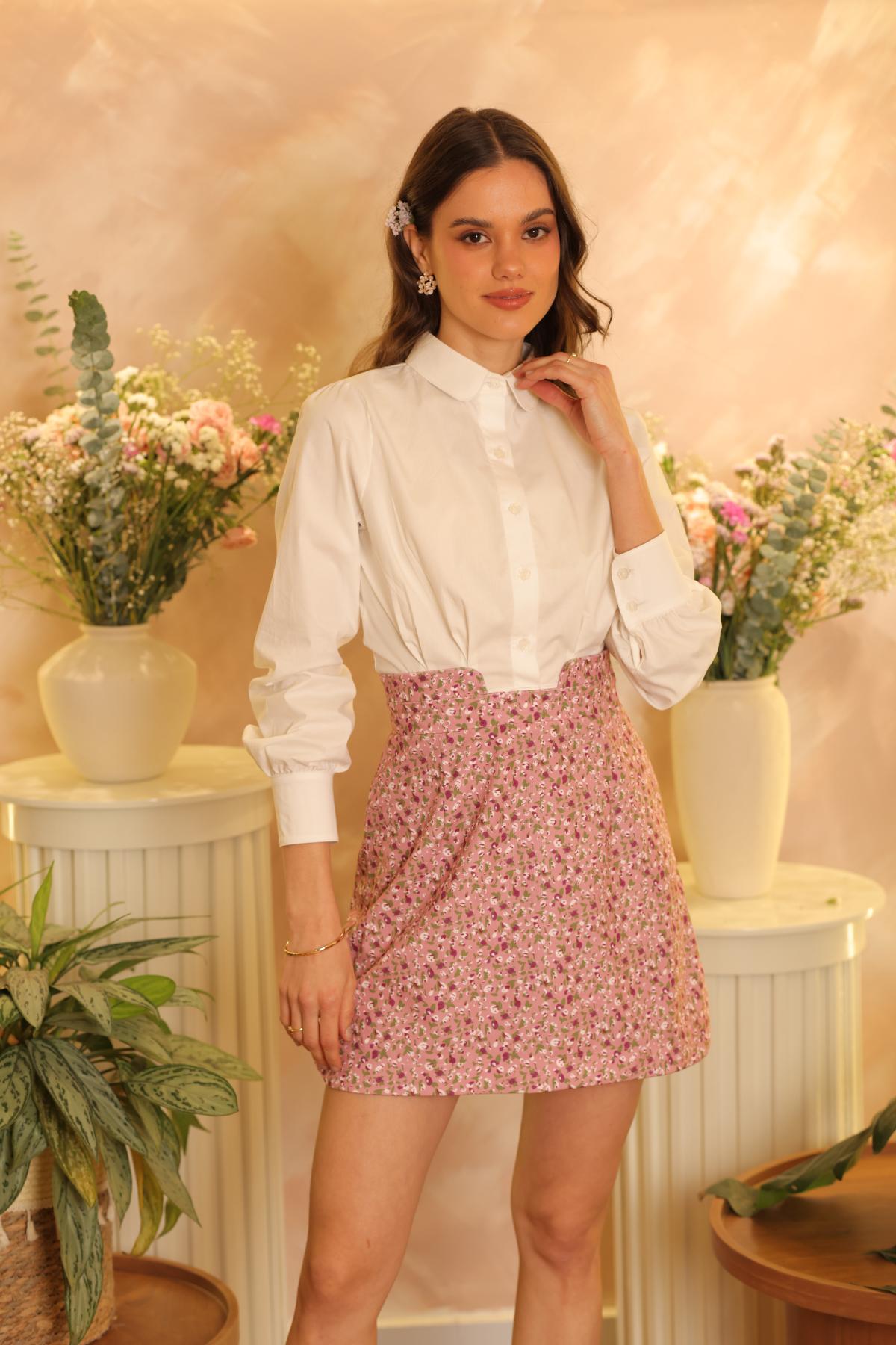 Falda Maia Rosa floral